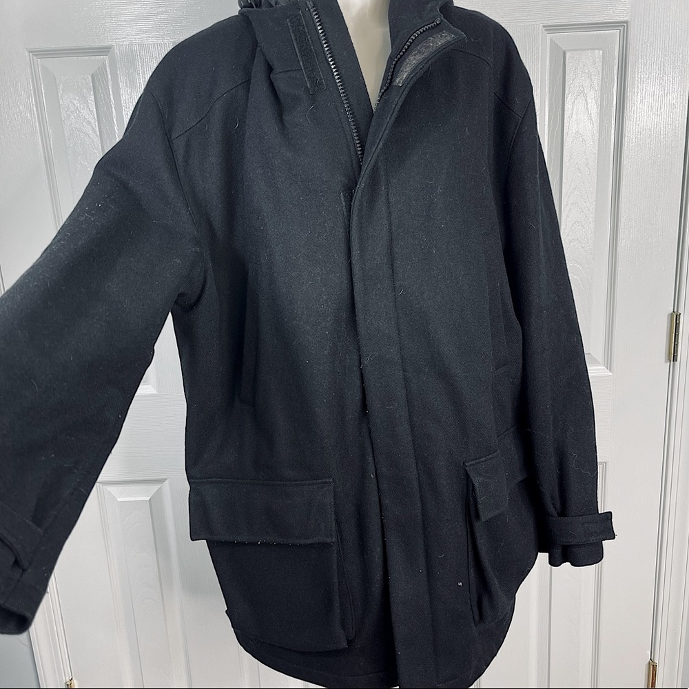 J.Crew Men’s WOOL car coat Black zip front Velcro closure heavy jacket XL WINTER - Picture 1 of 11